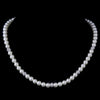 Silver Diamond White Pearl Pave Ball Bridal Wedding Necklace 8762