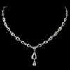Silver Ivory Pearl & Clear CZ Stone Chain Bridal Wedding Necklace 8763