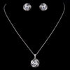 Silver Clear and Black CZ Pendant Bridal Wedding Jewelry Set 8785