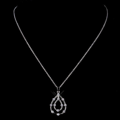 Silver Clear Cubic Zirconia Bridal Wedding Necklace N 8787