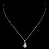 Silver Diamond White Pearl & Clear Rhinestone Dangle Drop Bridal Wedding Jewelry Set 8788
