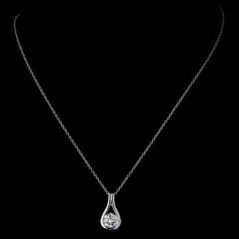 Silver Clear CZ Crystal Bridal Wedding Necklace 8789