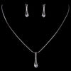 Silver Clear CZ Stone Bridal Wedding Necklace & Earrings 8790 Bridal Wedding Jewelry Set