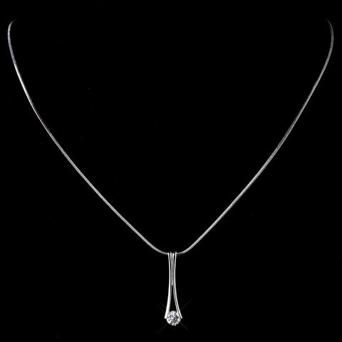 Silver Clear CZ Stone Bridal Wedding Necklace & Earrings 8790 Bridal Wedding Jewelry Set