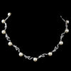 Gorgeous Antique Silver Diamond White Bridal Wedding Necklace 8907