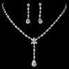 Bridal Wedding Necklace Earring Set N 9000 E 9011 Silver Clear
