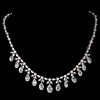 Antique Silver Clear CZ Crystal Dangle Bridal Wedding Necklace 9005