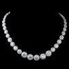 Antique Silver Clear Round CZ Crystal Bridal Wedding Necklace 9024 & Bridal Wedding Earrings 9115 Bridal Wedding Jewelry Set