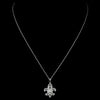 Silver Clear CZ Crystal Fleur De Lis Bridal Wedding Necklace 9250