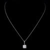 Silver Clear CZ Crystal Princess Cut Bridal Wedding Necklace 9251