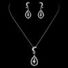 Silver Clear CZ Crystal Bridal Wedding Necklace & Earrings 9254