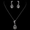 Silver Clear CZ Stone & Pearl Bridal Wedding Necklace & Earrings 9255