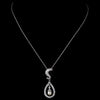 Silver Clear CZ Stone & Pearl Bridal Wedding Necklace & Earrings 9255