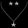 Silver Clear Crystal Starfish Bridal Wedding Jewelry Set 9257