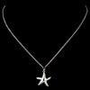 Silver Clear CZ Crystal Starfish Pendant Bridal Wedding Necklace 9257