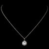Antique Rhodium Clear CZ Crystal Pave Pendant Bridal Wedding Necklace 9398