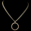 Gold Light Topaz Pave Circle Rhinestone Bridal Wedding Necklace 9524