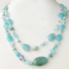 Silver Blue Faceted Glass Crystal Fashion Bridal Wedding Necklace 9525