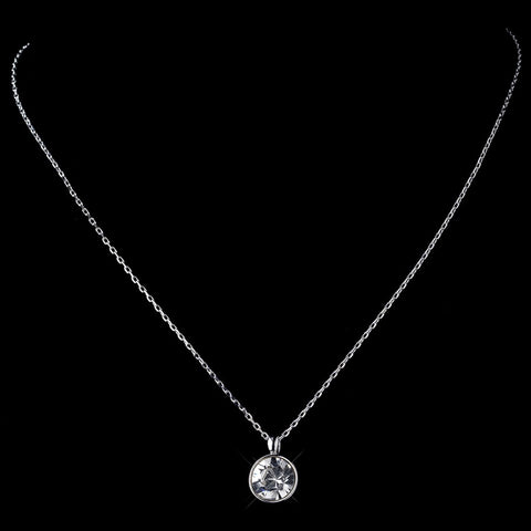 Silver Clear Round Swarovski Crystal Element On Chain Bridal Wedding Necklace 9600