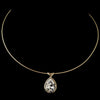 Gold Clear Swarovski Crystal On Wire Teardrop Pendant Bridal Wedding Necklace 9604
