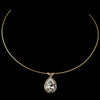 Gold Clear Swarovski Crystal On Wire Teardrop Pendant Bridal Wedding Necklace 9604