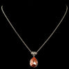 Silver Swarovski Element Padparadscha Rose Crystal Bridal Wedding Necklace