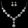 Rhodium Clear CZ Round Crystal Bridal Wedding Necklace 9620 & Bridal Wedding Earrings 9732 Bridal Wedding Jewelry Set