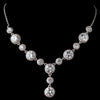 Rhodium Clear CZ Round Crystal Bridal Wedding Necklace 9620 & Bridal Wedding Earrings 9732 Bridal Wedding Jewelry Set