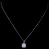 Rhodium Clear Princess Cut Pendant Bridal Wedding Necklace