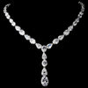 Glamorous Silver Clear Cubic Zirconia Crystal Bridal Wedding Necklace 9834