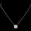 Rhodium Clear Cushion CZ Pendant Bridal Wedding Necklace