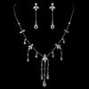 Silver Clear Swarovski and CZ Crystal Bridal Wedding Necklace & Dangle Earrings 9953
