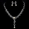 Silver Ivory Pearl & Clear CZ Crystal Bridal Wedding Necklace & Earrings 9955