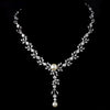 Silver Ivory Pearl & Clear CZ Crystal Bridal Wedding Necklace & Earrings 9955
