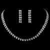 Glistening 2 Row Silver Clear Rhinestone Choker Bridal Wedding Necklace & Earring Set 10024
