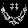 * Statement Bridal Wedding Necklace Earring Set 1013 Silver Clear