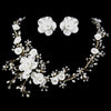 Beautiful Crystal, Porcelain & Pearl Bridal Wedding Jewelry Set NE 1015