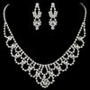 Fabulous Silver Clear Rhinestone Bridal Wedding Necklace & Earring Set 1021