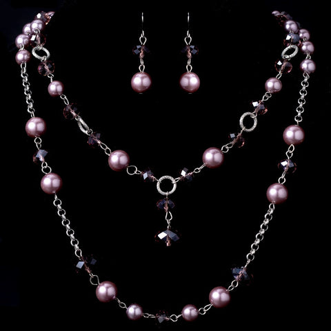 Bridal Wedding Necklace Earring Set 1040 Amethyst