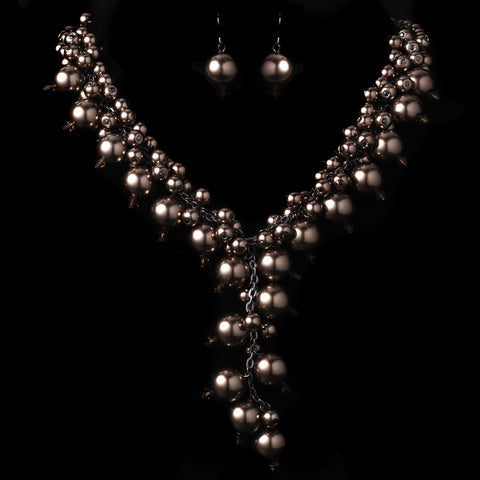 Bridal Wedding Necklace Earring Set 1042 Smoked Topaz