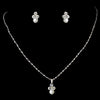 * Bridal Wedding Necklace Earring Set 110 Silver White