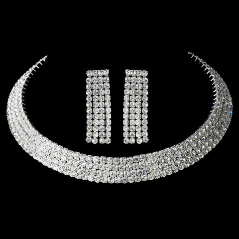 Bridal Wedding Necklace Earring Set 1100 Silver Clear