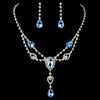 Silver Clear & Light Blue Rhinestone Bridal Wedding Jewelry Set 12054