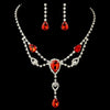 Silver Clear & Red Rhinestone Bridal Wedding Jewelry Set 12054