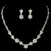Stunning Silver Clear Crystal Flower Bridal Wedding Necklace & Earring Set 1262