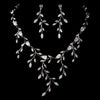 Silver Clear Cubic Zirconia Bridal Wedding Necklace Earring Set 1273