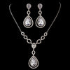 Silver Clear Cubic Zirconia Bridal Wedding Necklace Earring Set 1277