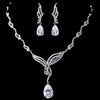Silver Clear CZ Bridal Wedding Necklace & Earring Set 1292