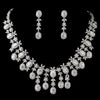 Rhodium Clear Multi Cut CZ Crystal Bridal Wedding Jewelry Set 13046