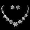 Audrey Hepburn Rhodium Clear Pear & Round Cut Flower Snowflake CZ Crystal Bridal Wedding Jewelry Set 1574